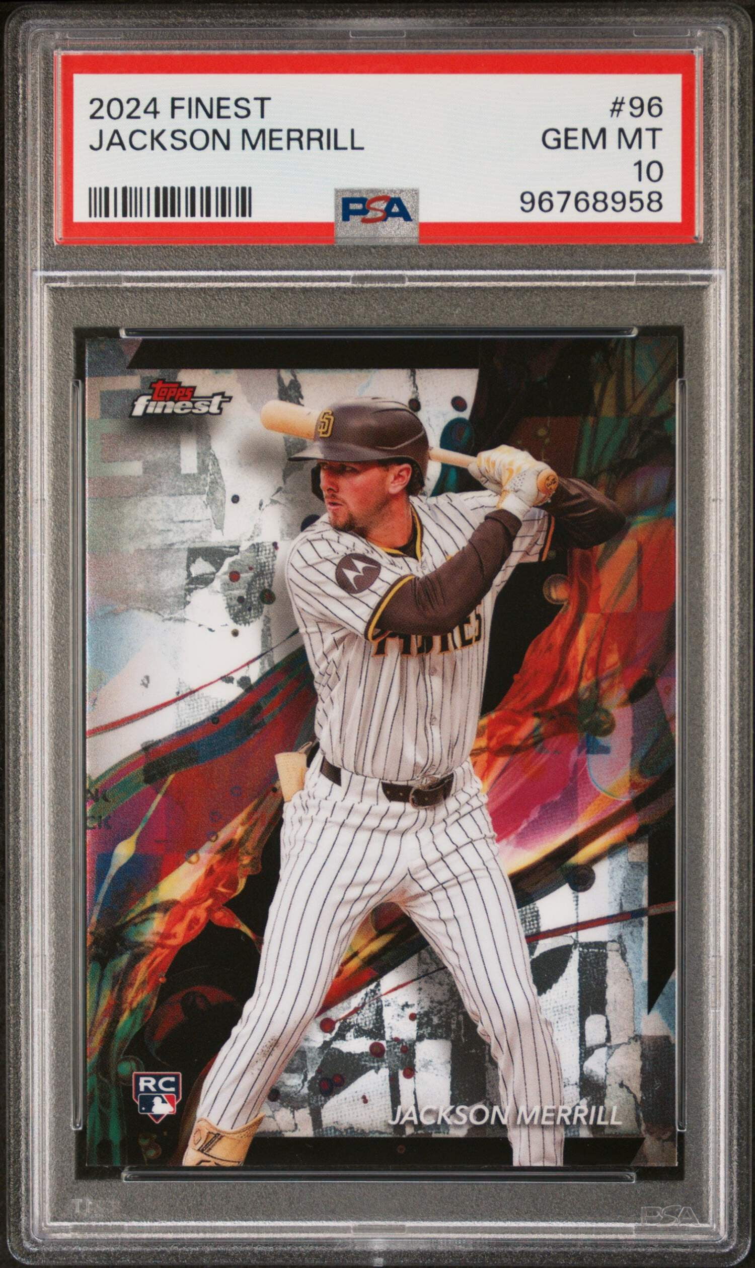 Graded 2024 Topps Finest Jackson Merrill #96 Rookie RC Baseball 