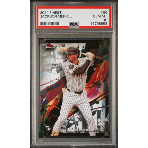 Graded 2024 Topps Finest Jackson Merrill #96 Rookie RC Baseball Card PSA 10 Gem Mint
