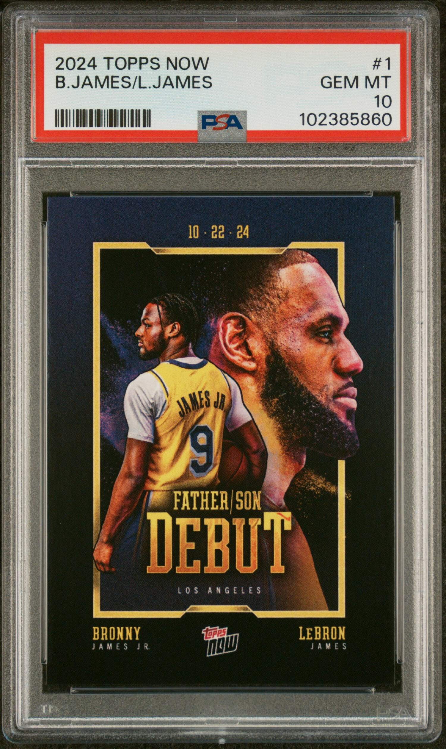 Graded 2024 Topps Now Bronny James/LeBron James #1 Basketball Card 