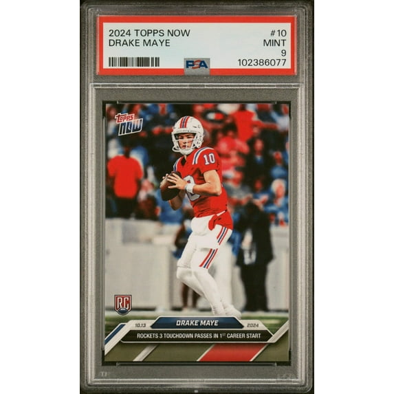 Graded 2024 Topps Now Drake Maye #10 Rookie RC Football Card PSA 9 Mint