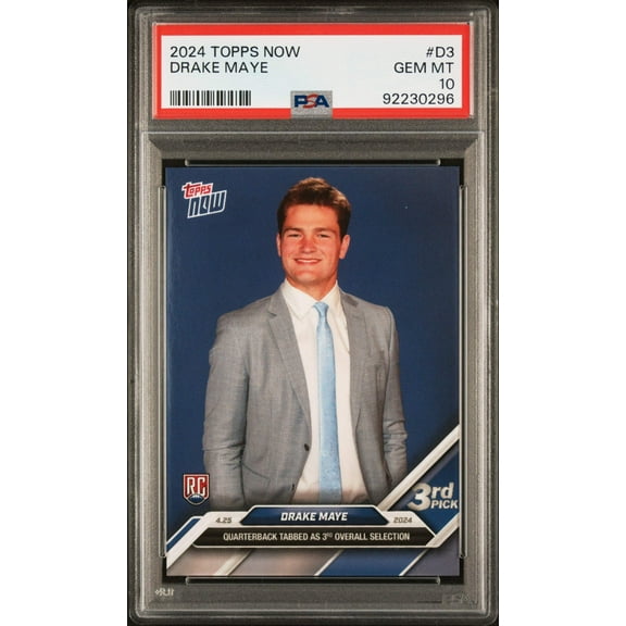 Graded 2024 Topps Now Drake Maye #D3 Rookie RC Football Card PSA 10 Gem Mint