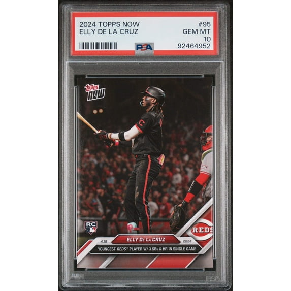 Graded 2024 Topps Now Elly De La Cruz #95 Rookie RC Baseball Card PSA 10 Gem Mint