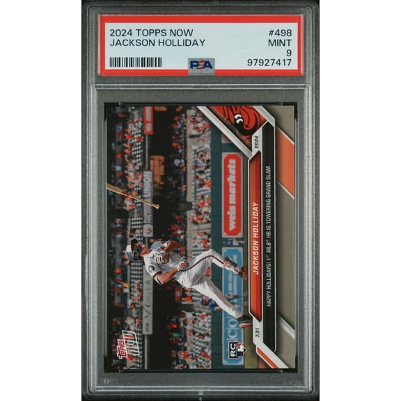 Graded 2024 Topps Now Jackson Holliday #498 1st MLB Home Run Rookie RC Baseball Card PSA 9 Mint