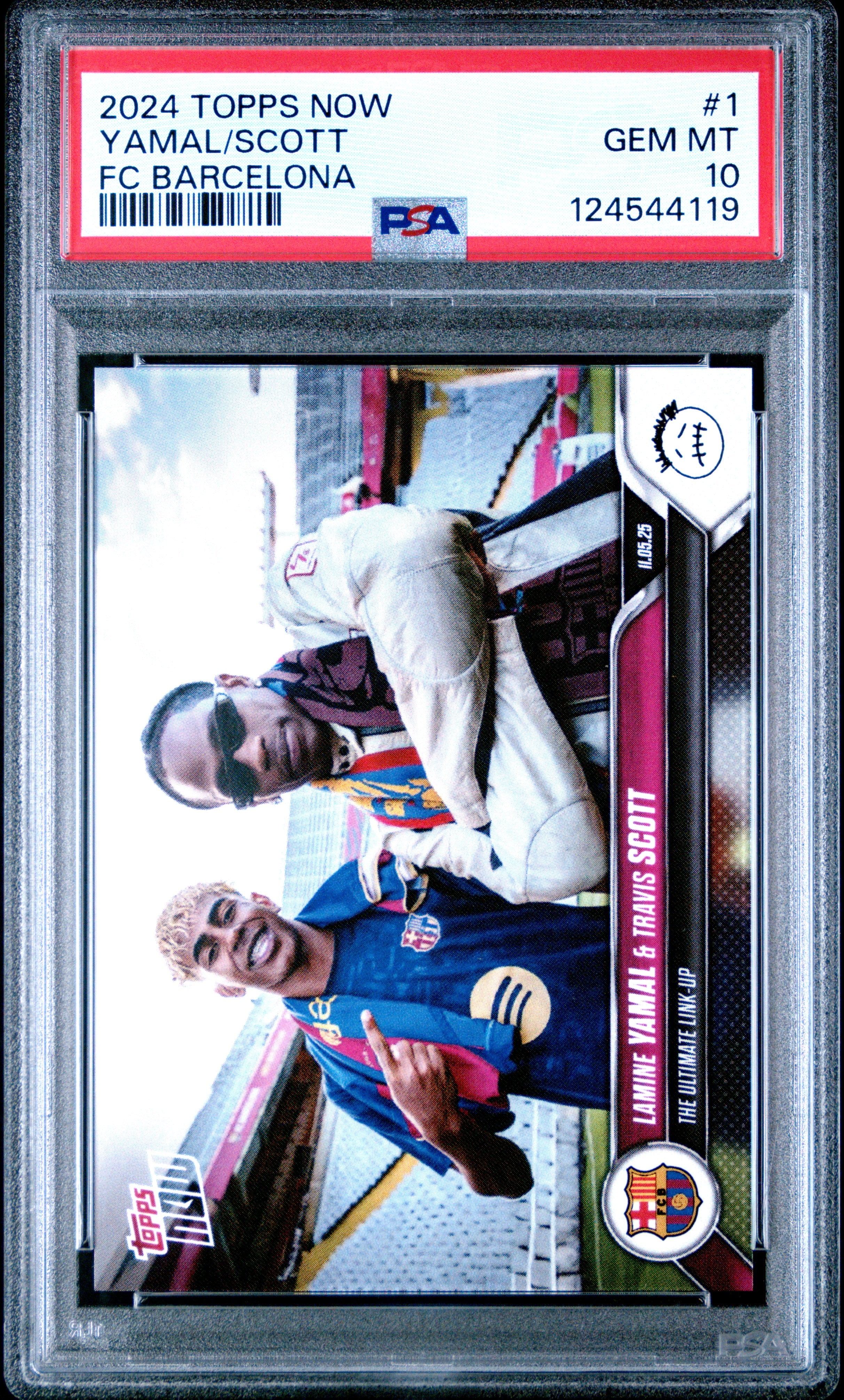 Graded 2024 Topps Now Lamine Yamal/Travis Scott #1 FC Barcelona