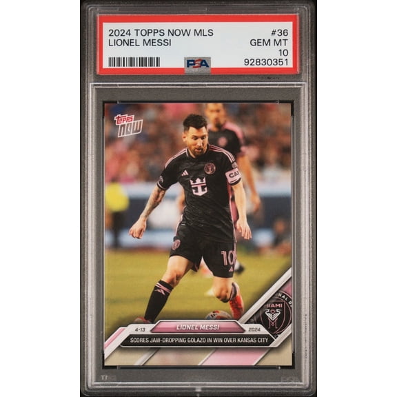Graded 2024 Topps Now MLS Lionel Messi #36 Jaw-Dropping Golazo Soccer Card PSA 10 Gem Mint