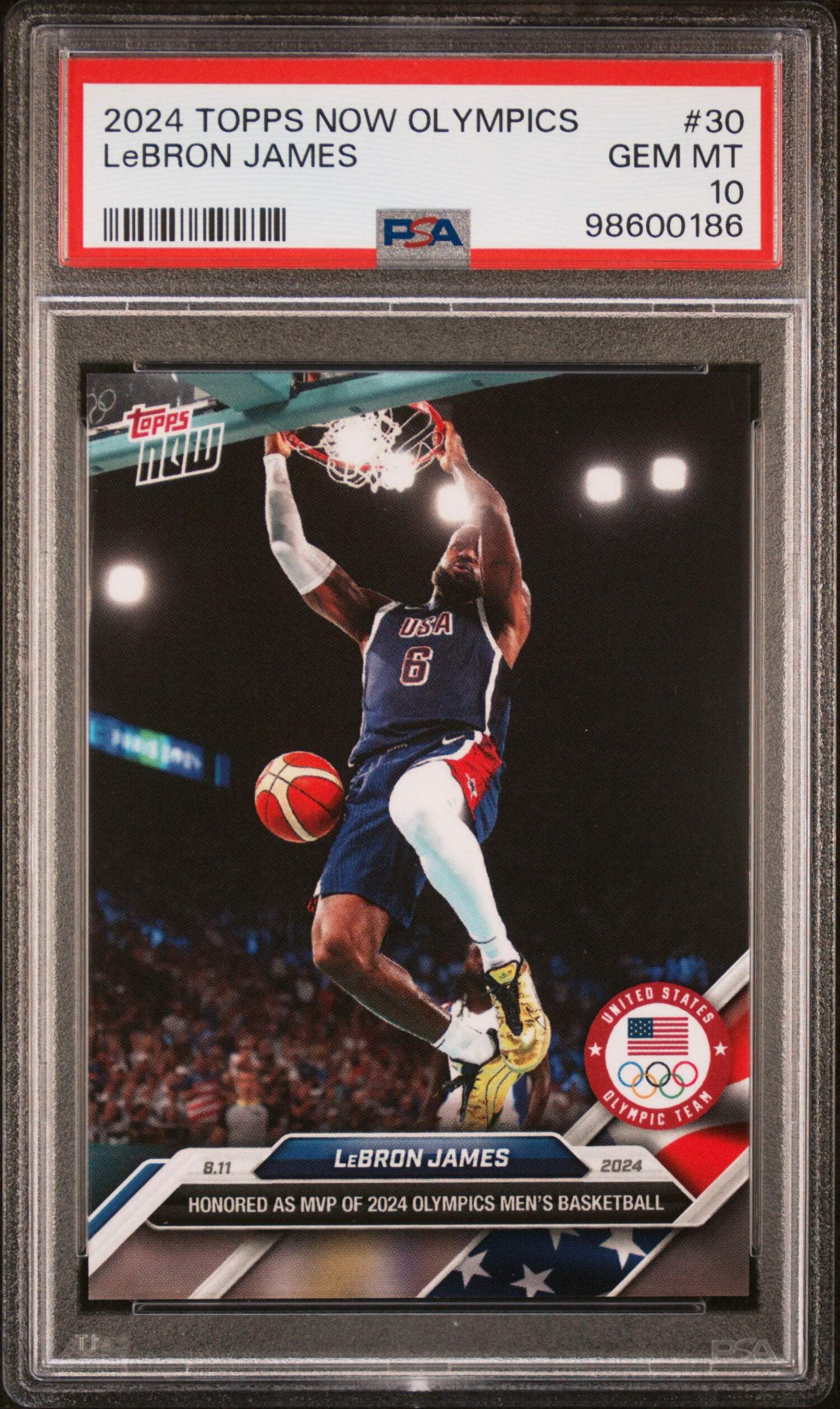 Graded 2024 Topps Now Olympics LeBron James #30 Basketball Card