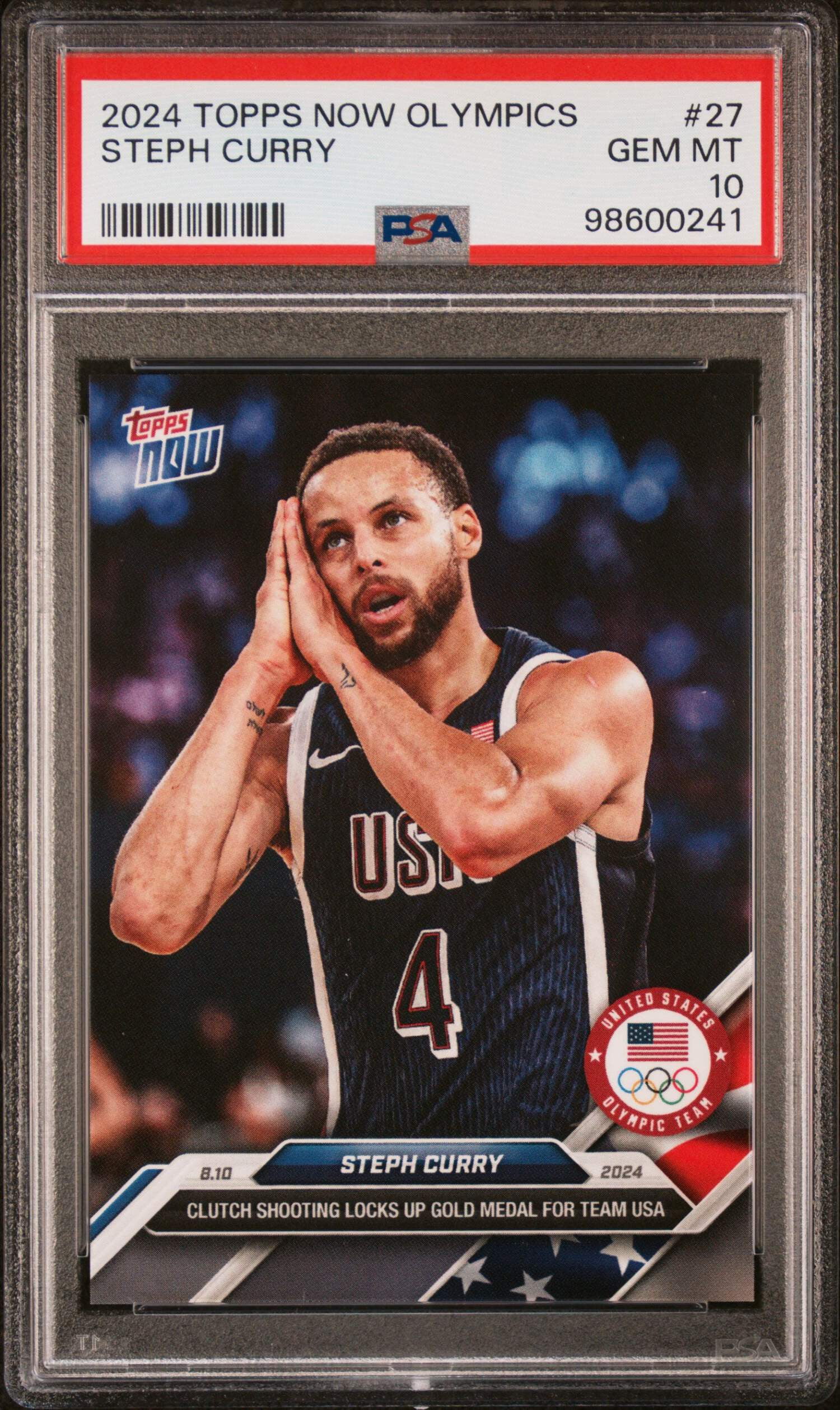 steph curry graded card 2024 Topps Now Olympics #22 Basketball PSA 10 Gem Mint 2022 Steph Curry NBA Hoops