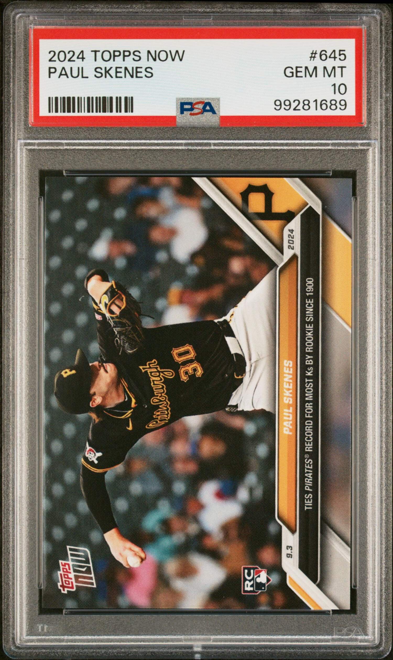 Graded 2024 Topps Now Paul Skenes #645 Rookie RC Baseball Card PSA 10 Gem  Mint - Walmart.com