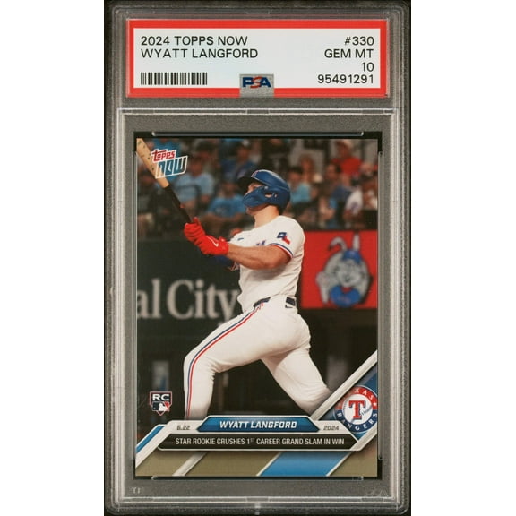 Graded 2024 Topps Now Wyatt Langford #330 Rookie RC Baseball Card PSA 10 Gem Mint