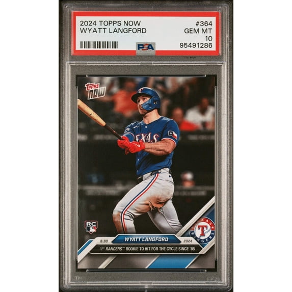 Graded 2024 Topps Now Wyatt Langford #364 Rookie RC Baseball Card PSA 10 Gem Mint