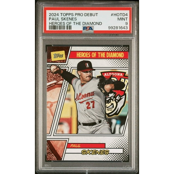 Graded 2024 Topps Pro Debut Paul Skenes #HOTD4 Heros of the Diamond Rookie RC Baseball Card PSA 9 Mint