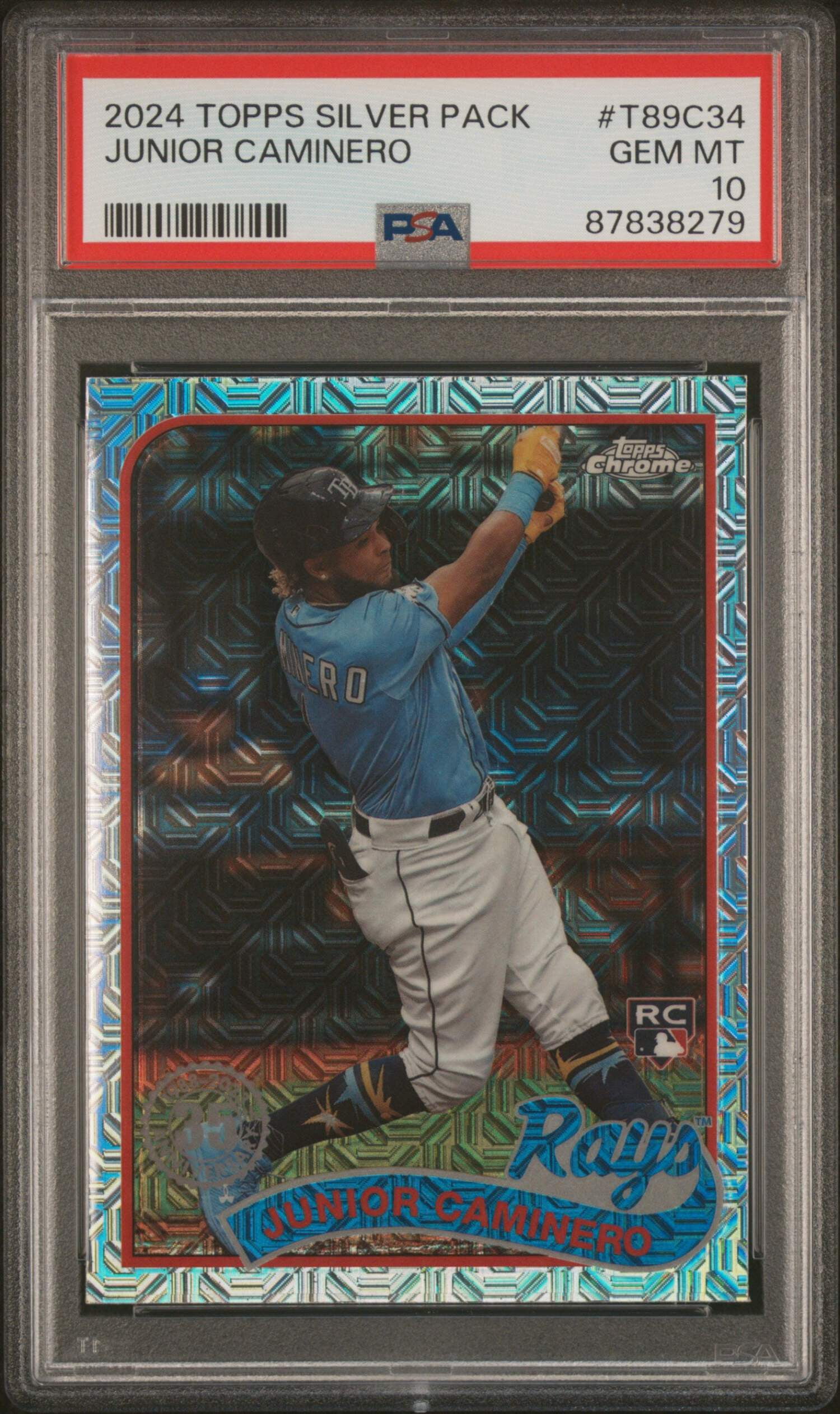 Graded 2024 Topps Silver Pack Junior Caminero #T89C34 Rookie RC 