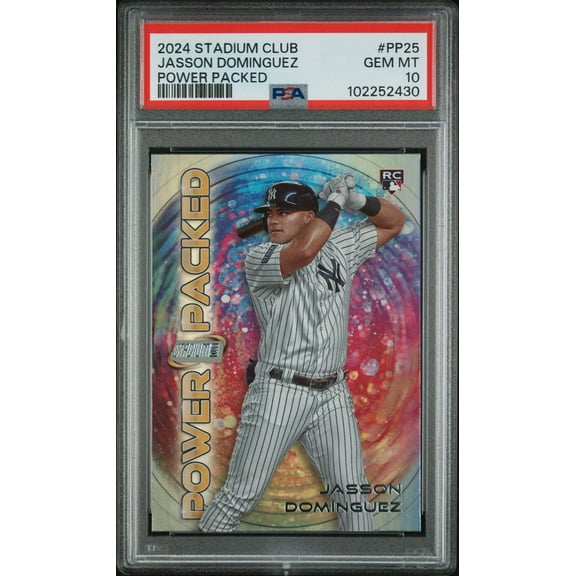 Graded 2024 Topps Stadium Club Jasson Dominguez #PP25 Power Packed Rookie RC Baseball Card PSA 10 Gem Mint