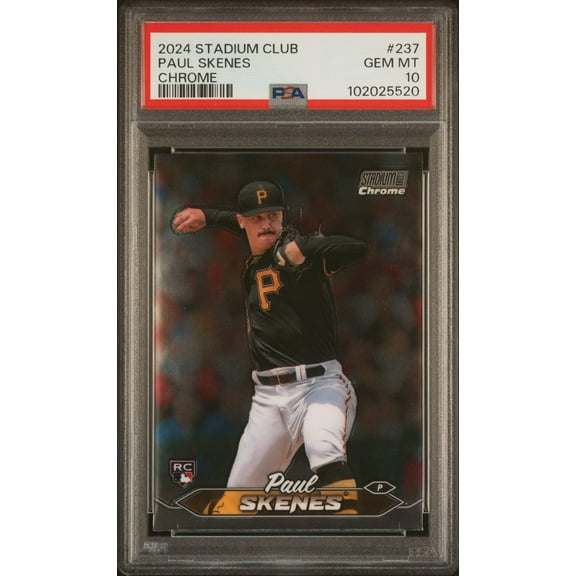 Graded 2024 Topps Stadium Club Paul Skenes #237 Chrome Rookie RC Baseball Card PSA 10 Gem Mint