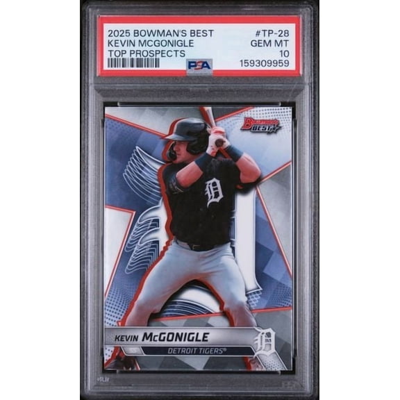 Graded 2025 Topps Bowman's Best Kevin McGonigle #TP28 Top Prospects Rookie RC Baseball Card PSA 10 Gem Mint