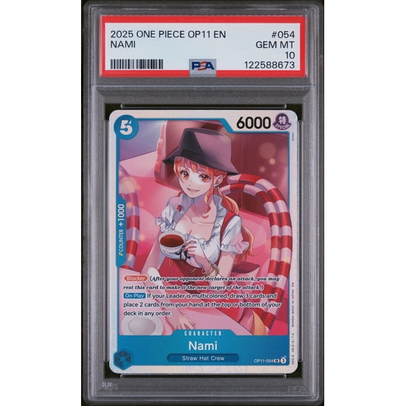 Graded 2025 One Piece Nami #054 OP11 Trading Card Game PSA 10 Gem Mint