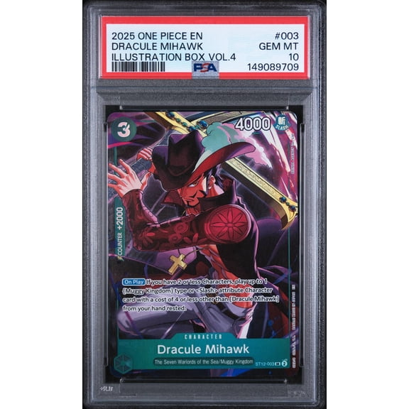 Graded 2025 One Piece Promos Illustration Box Vol.4 Dracule Mihawk PSA 10 #3