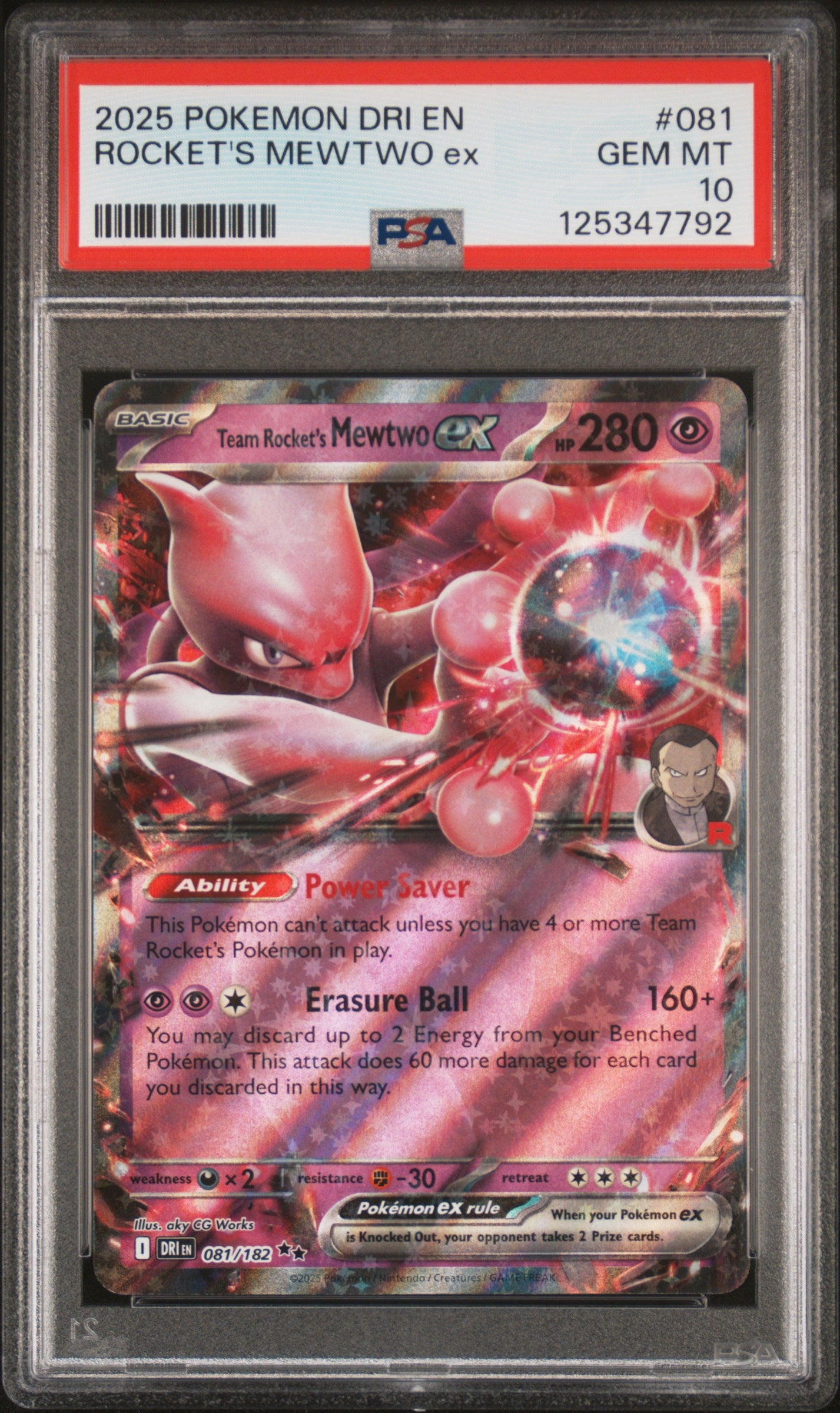 mewtwo graded card PSA 10 TEAM ROCKET'S ex Pokemon Team Rocket's Mewtwo ex 281