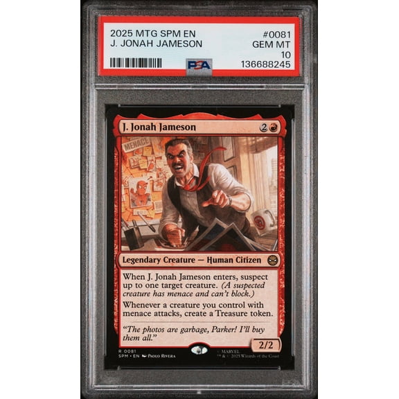 Graded 2025 PSA 10 J. Jonah Jameson 1st Edition Basic Marvel's Spider-Man MTG #0081 Trading Card