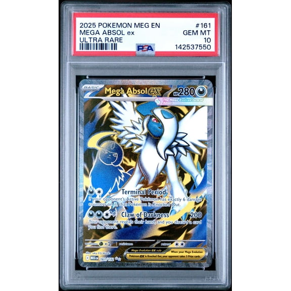 Graded 2025 PSA 10 Mega Absol ex Ultra Rare #161 Pokemon Mega Evolution Trading Card