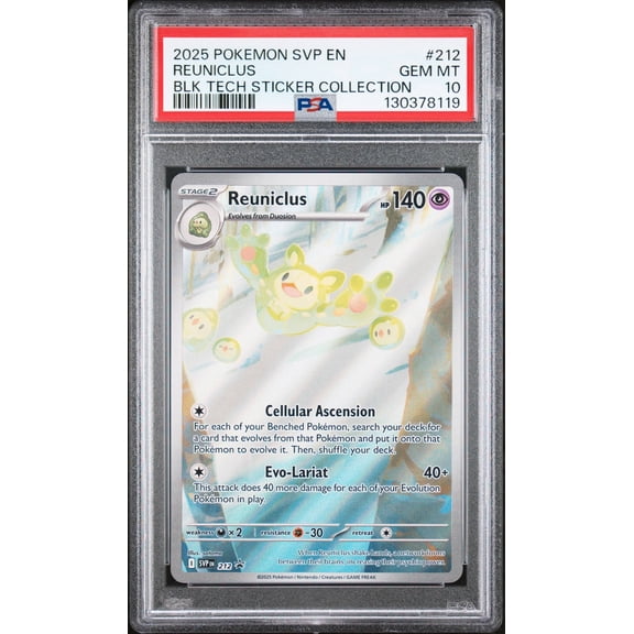 Graded 2025 PSA 10 Reuniclus BLK Tech Sticker Collection 212 Pokemon SVP EN SV Black Star Promo