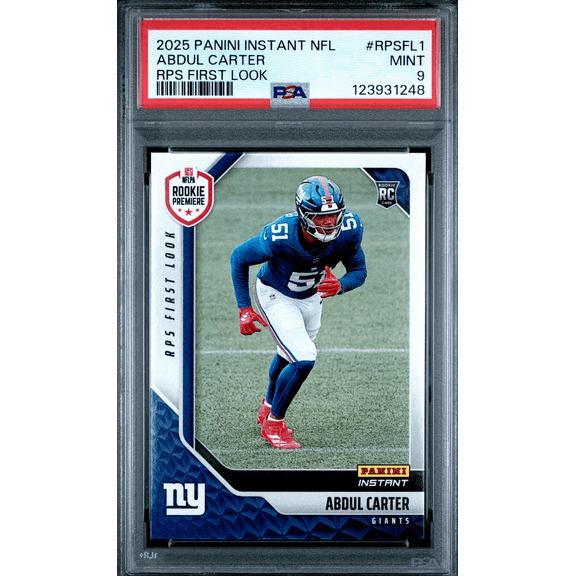 Graded 2025 Panini Instant Abdul Carter #RPSFL1 RPS First Look Rookie RC Football Card PSA 9 Mint