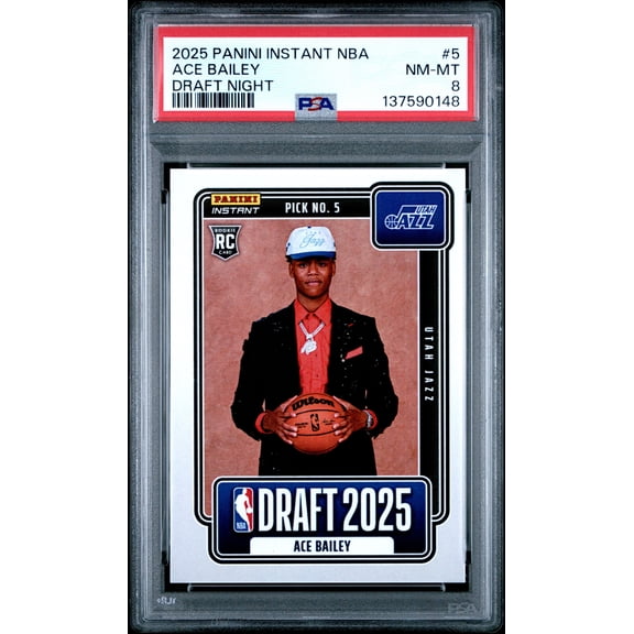 Graded 2025 Panini Instant Ace Bailey #5 Draft Night Rookie RC Basketball Card PSA 8 Near Mint