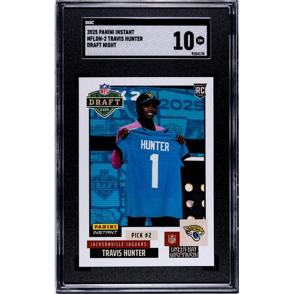 Graded 2025 Panini Instant Travis Hunter #NFLDN2 NFL Draft Night Rookie RC Football Card SGC 10 Gem Mint