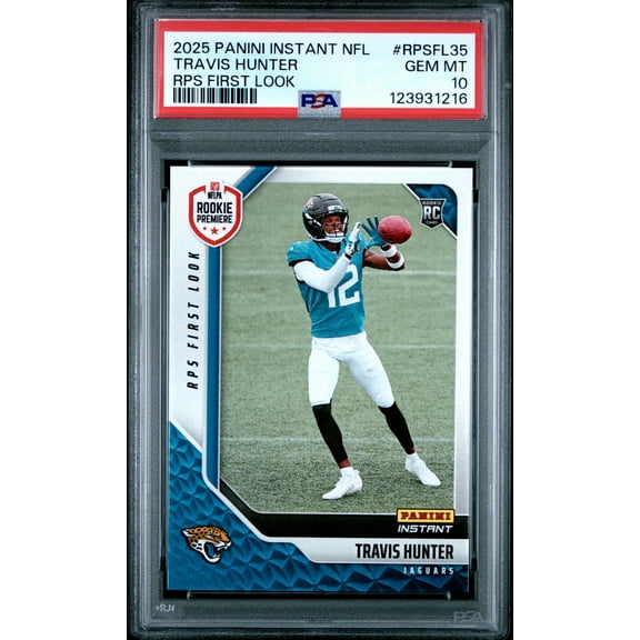 Graded 2025 Panini Instant Travis Hunter #RPSFL35 RPS First Look Rookie RC Football Card PSA 10 Gem Mint