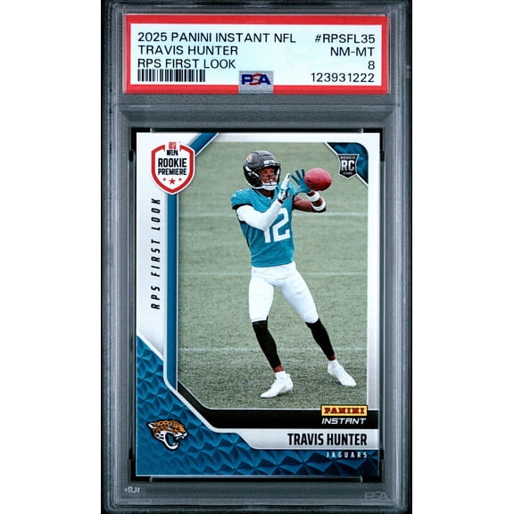Graded 2025 Panini Instant Travis Hunter #RPSFL35 RPS First Look Rookie RC Football Card PSA 8 Near Mint