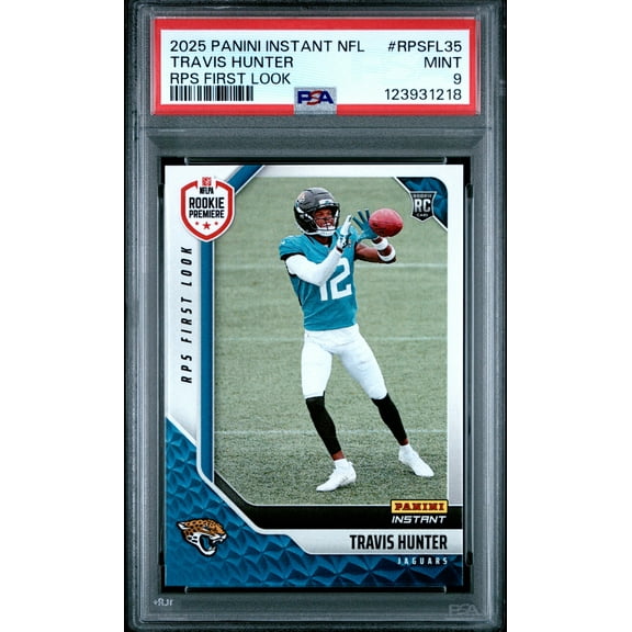 Graded 2025 Panini Instant Travis Hunter #RPSFL35 RPS First Look Rookie RC Football Card PSA 9 Mint