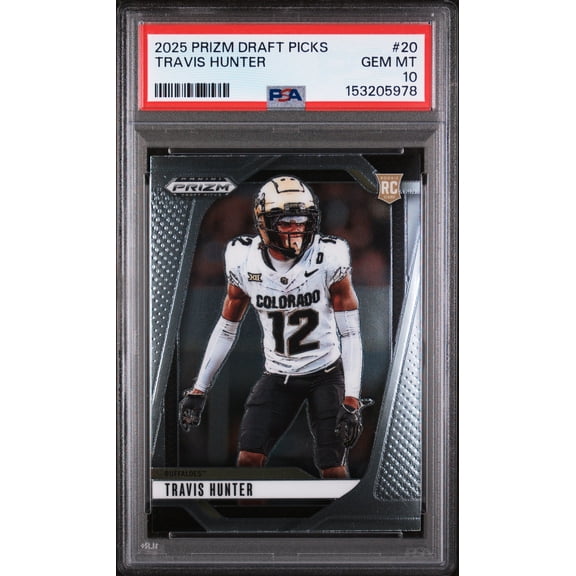 Graded 2025 Panini Prizm Draft Picks Travis Hunter #20 Rookie RC Football Card PSA 10 Gem Mint