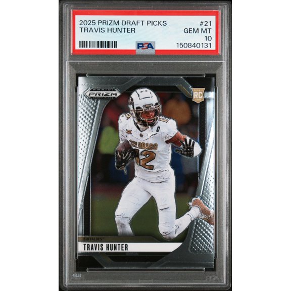 Graded 2025 Panini Prizm Draft Picks Travis Hunter #21 Rookie RC Football Card PSA 10 Gem Mint