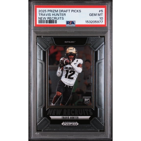 Graded 2025 Panini Prizm Draft Picks Travis Hunter #5 New Recruits Rookie RC Football Card PSA 10 Gem Mint