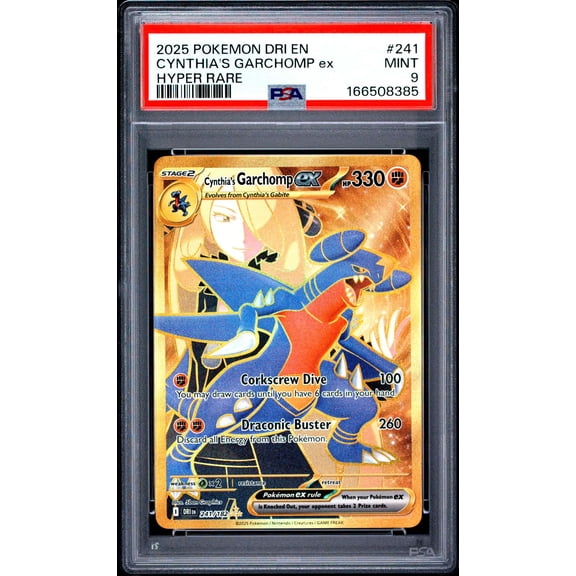 Graded 2025 Pokemon EN Destined Rivals Cynthia's Garchomp EX Hyper Rare #241 PSA 9