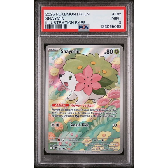 Graded 2025 Pokemon EN-Destined Rivals Shaymin Illustration Rare PSA 9 #185 Trading Card