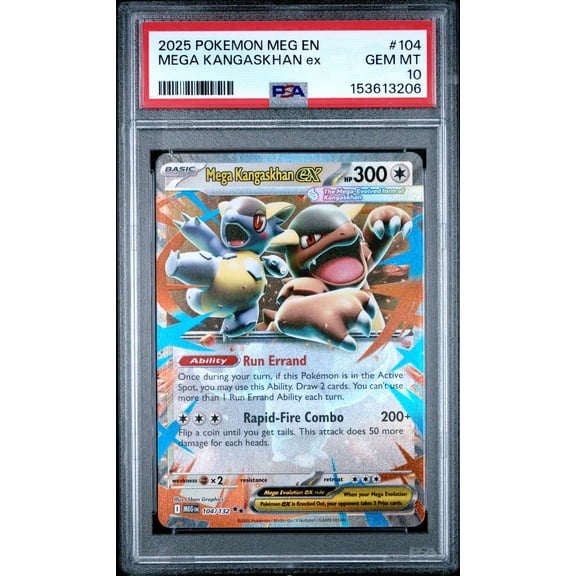 Graded 2025 Pokemon MEG EN-Mega Evolution #104 Mega Kangaskhan EX PSA 10 Trading Card