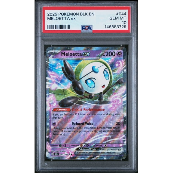 Graded 2025 Pokemon Meloetta ex #044 BLK Trading Card Game PSA 10 Gem Mint