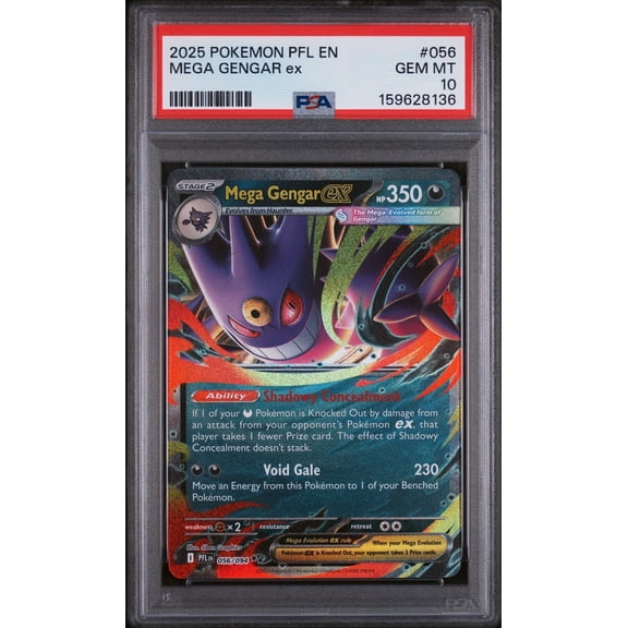 Graded 2025 Pokemon PFL EN Mega Gengar Ex #056 Trading Card Game PSA 10 Gem Mint