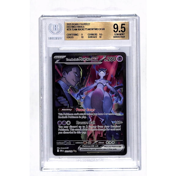 Graded 2025 Pokemon TCG Scarlet & Violet Destined Rivals Team Rocket's Mewtwo ex SIR #231 BGS 9.5