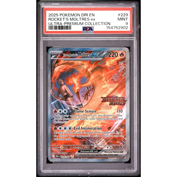 Graded 2025 Pokemon Trading Card Game EN Destined Rivals Rocket's Moltres EX UPC PSA 9 #229