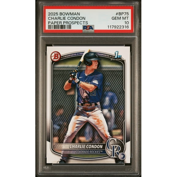 Graded 2025 Topps Bowman Charlie Condon #BP75 Paper Prospects Rookie RC Baseball Card PSA 10 Gem Mint