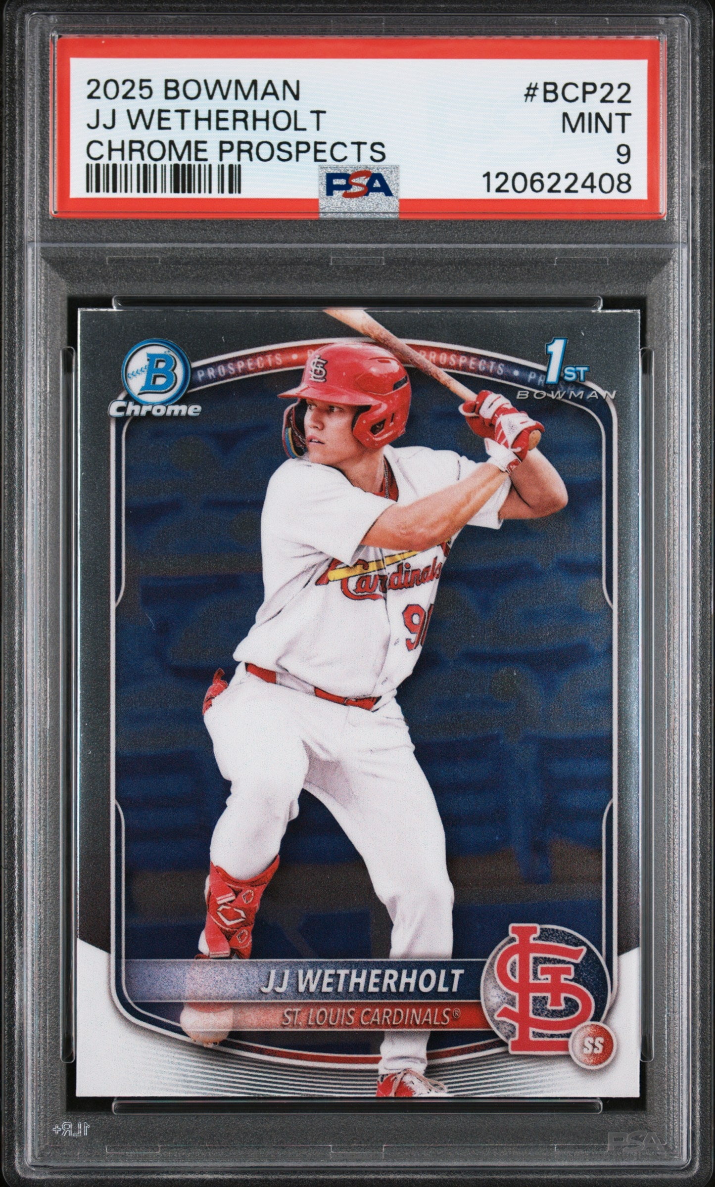 Graded 2025 Topps Bowman JJ Wetherholt #BCP22 Chrome Prospects