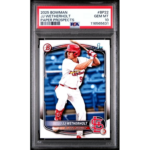 Graded 2025 Topps Bowman JJ Wetherholt #BP22 Paper Prospects Rookie RC Baseball Card PSA 10 Gem Mint