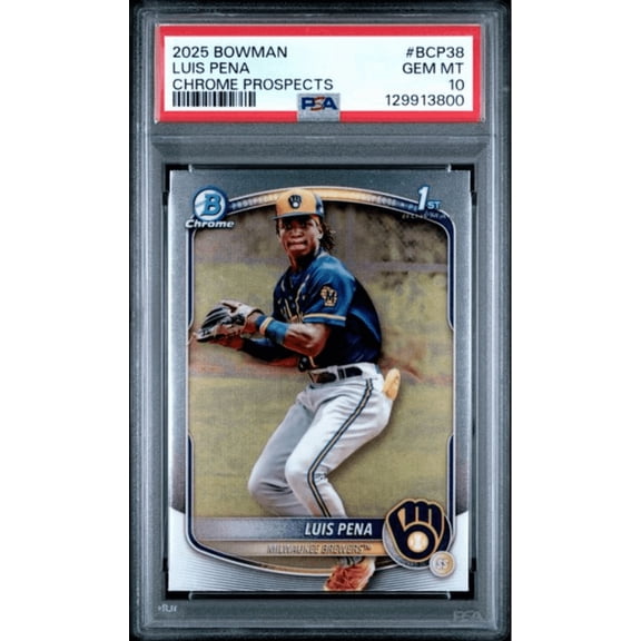 Graded 2025 Topps Bowman Luis Pena #BCP38 Chrome Prospects Rookie RC Baseball Card PSA 10 Gem Mint