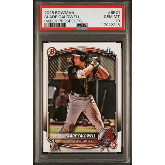 Graded 2025 Topps Bowman Slade Caldwell #BP21 Paper Prospects Rookie RC Baseball Card PSA 10 Gem Mint
