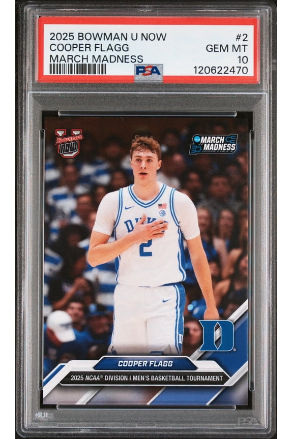 Graded 2025 Topps Bowman U Now Cooper Flagg #2 March Madness Rookie RC Basketball Card PSA 10 Gem Mint