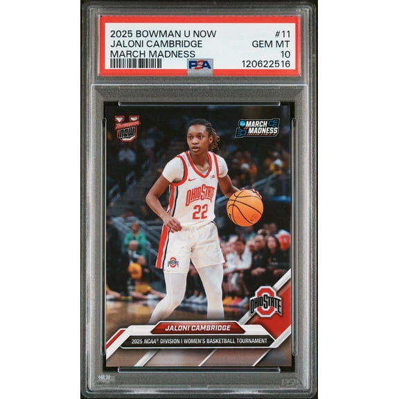 Graded 2025 Topps Bowman U Now Jaloni Cambridge #11 March Madness Rookie RC Basketball Card PSA 10 Gem Mint