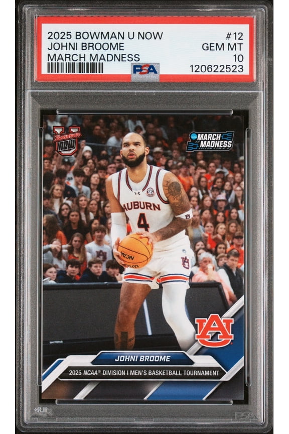 Graded 2025 Topps Bowman U Now Johni Broome #12 March Madness Rookie RC Basketball Card PSA 10 Gem Mint
