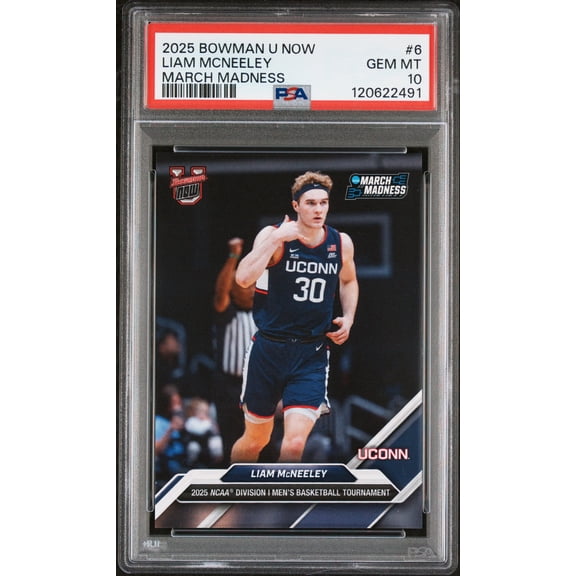 Graded 2025 Topps Bowman U Now Liam McNeeley #6 March Madness Rookie RC Basketball Card PSA 10 Gem Mint